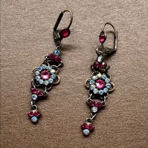 Michal Negrin pink and blue earrings